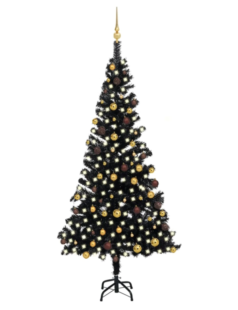 imagem de vidaXL Árvore Natal artificial pré-iluminada c/ bolas PVC preto1