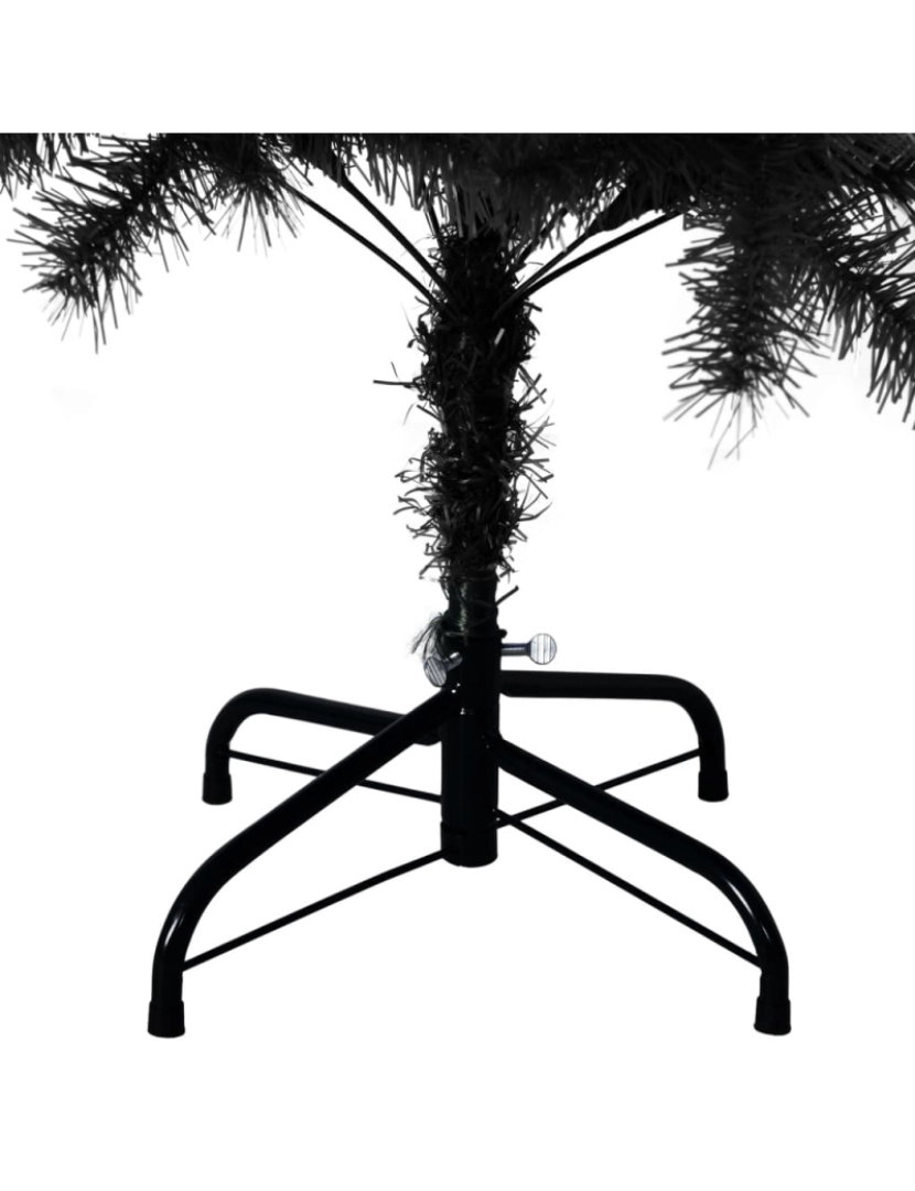 imagem de vidaXL Árvore de Natal artificial com suporte 150 cm PVC preto6