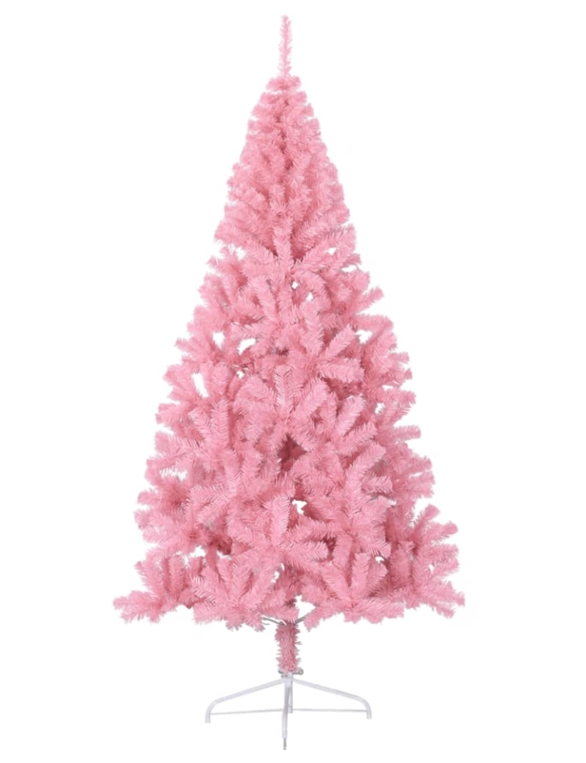 imagem de vidaXL Meia árvore de Natal artificial com suporte 210 cm PVC rosa4