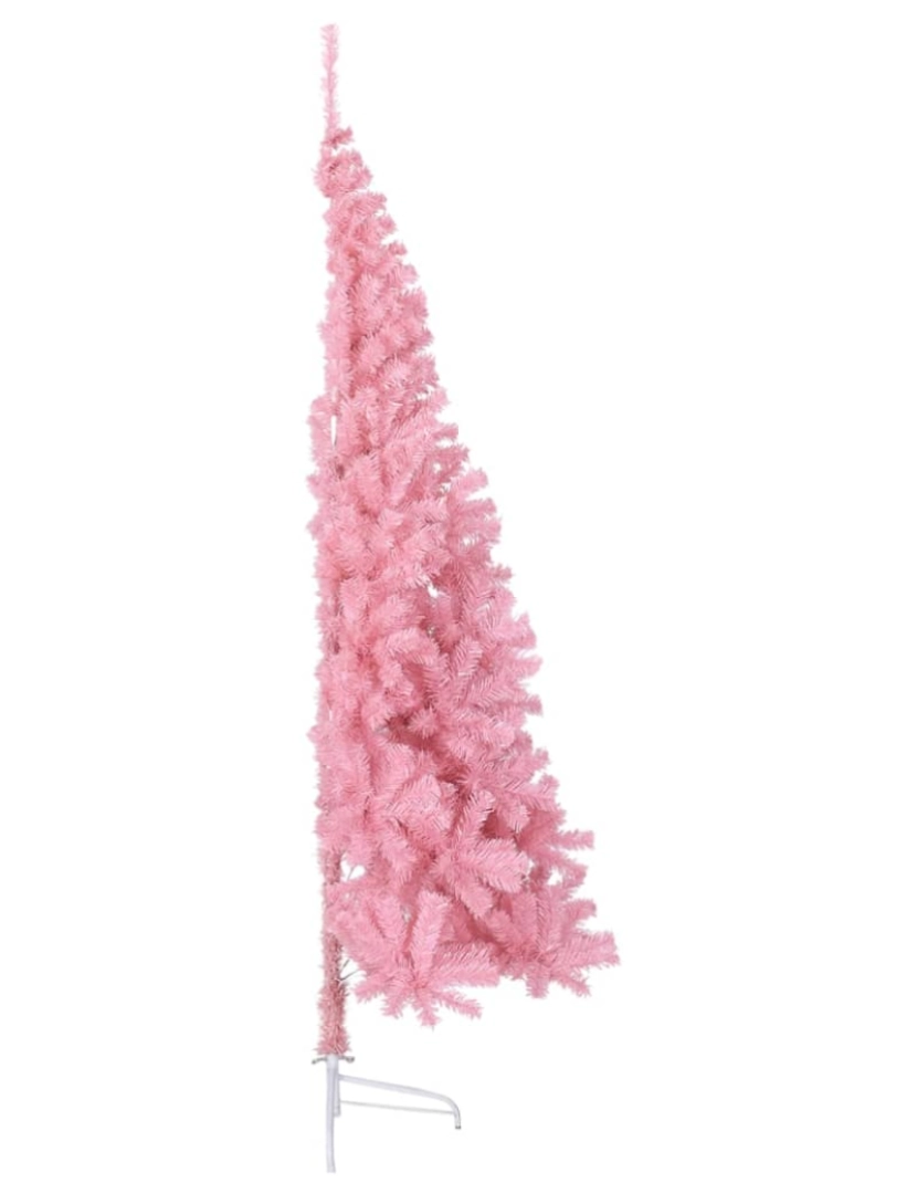 imagem de vidaXL Meia árvore de Natal artificial com suporte 210 cm PVC rosa5