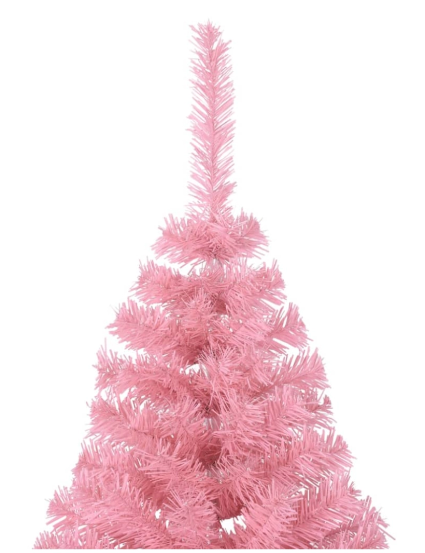 imagem de vidaXL Meia árvore de Natal artificial com suporte 210 cm PVC rosa6