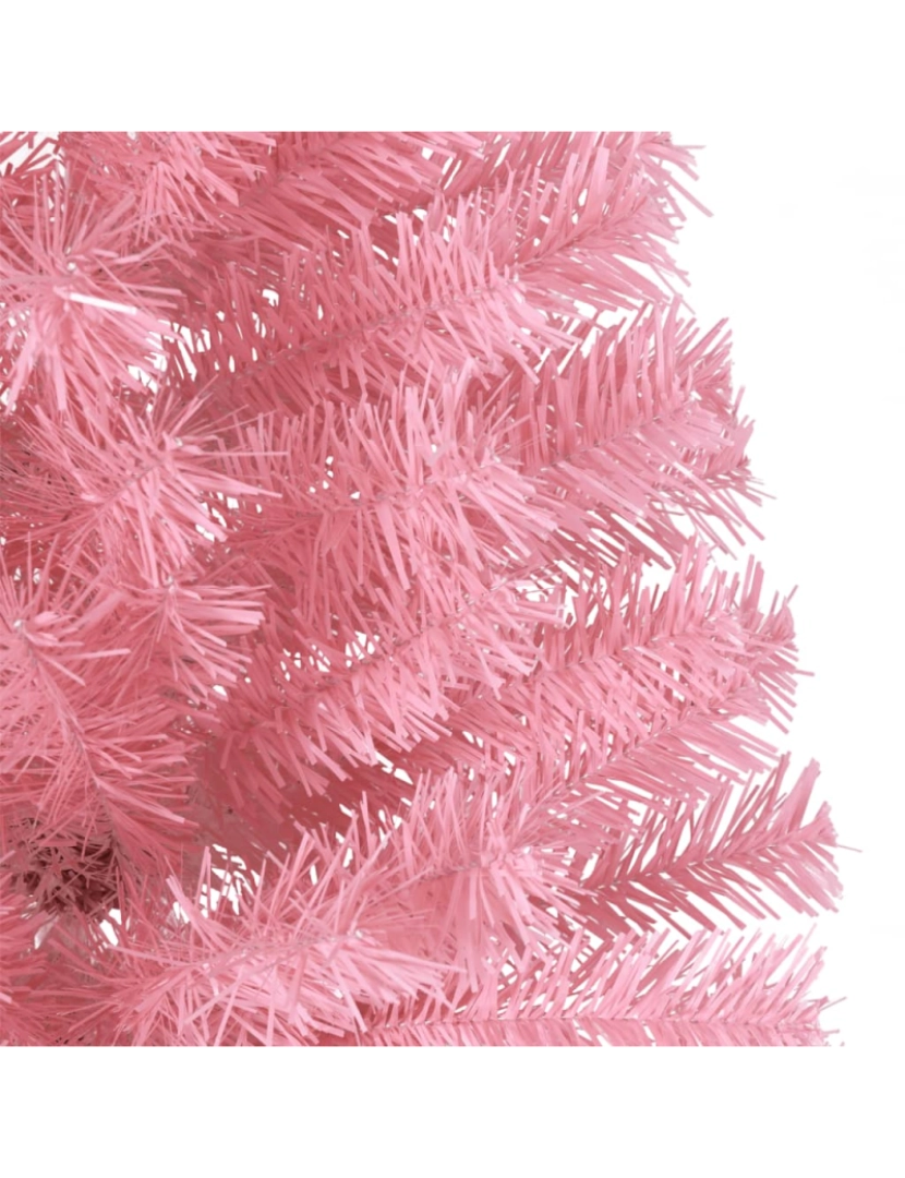 imagem de vidaXL Meia árvore de Natal artificial com suporte 210 cm PVC rosa7