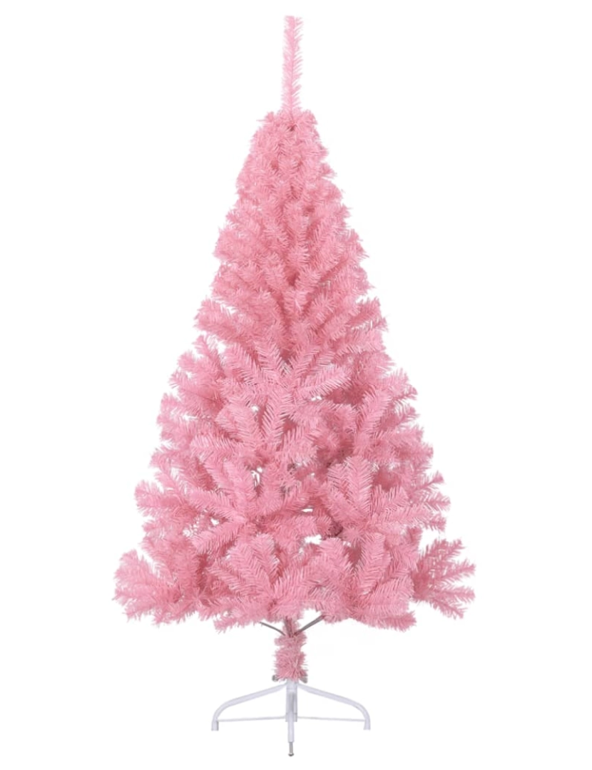 imagem de vidaXL Meia árvore de Natal artificial com suporte 150 cm PVC rosa4