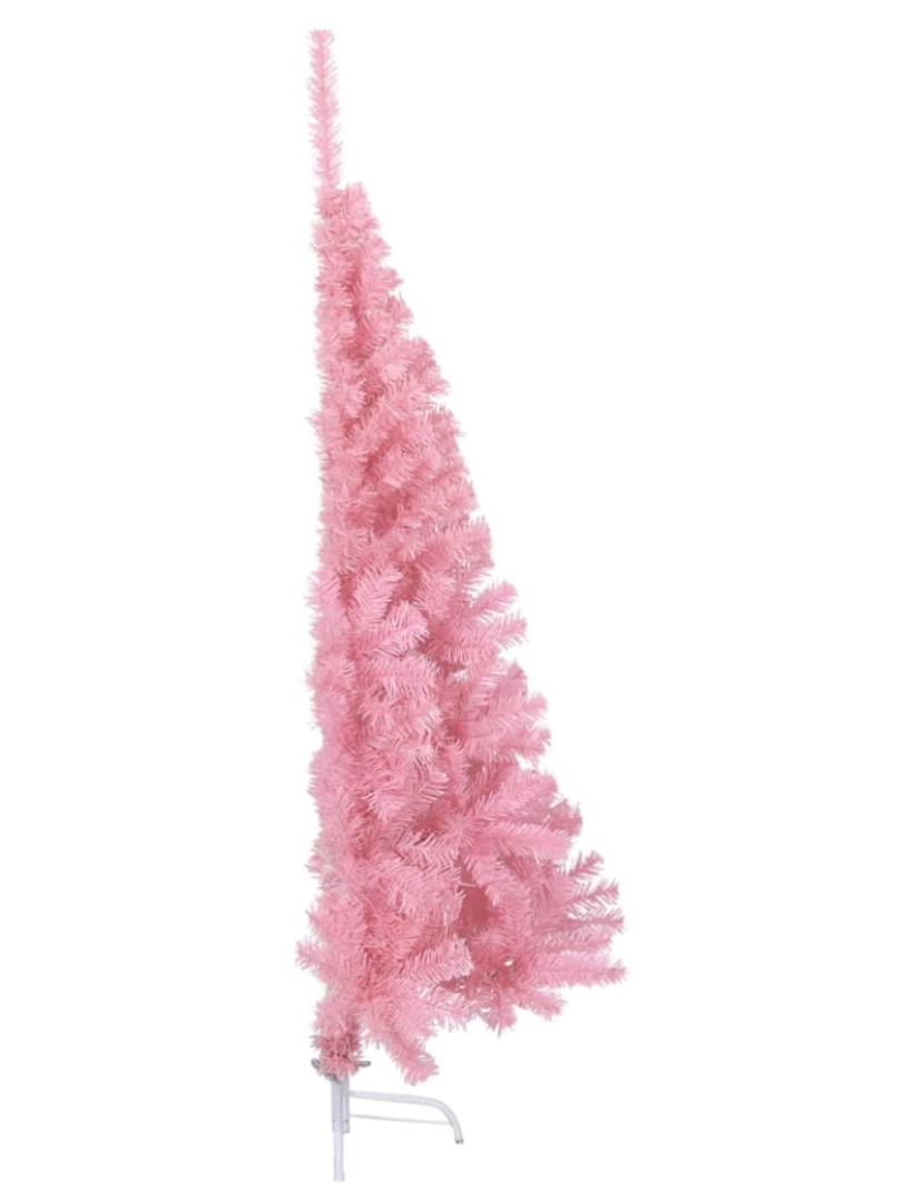 imagem de vidaXL Meia árvore de Natal artificial com suporte 150 cm PVC rosa5