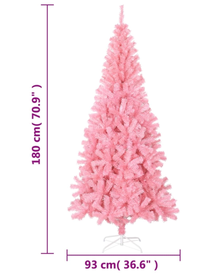 imagem de vidaXL Árvore de Natal artificial com suporte 180 cm PVC rosa7