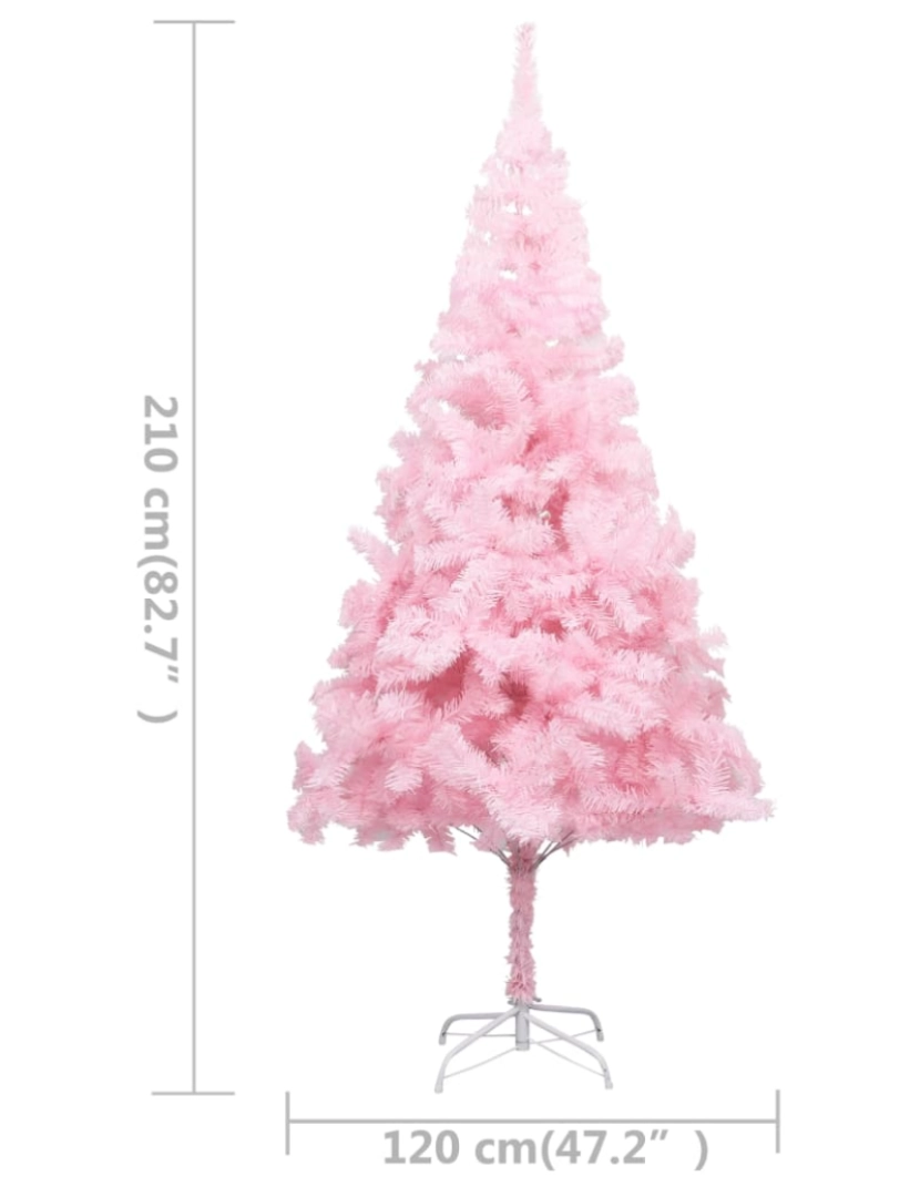 imagem de vidaXL Árvore Natal artificial pré-iluminada c/ bolas PVC rosa11