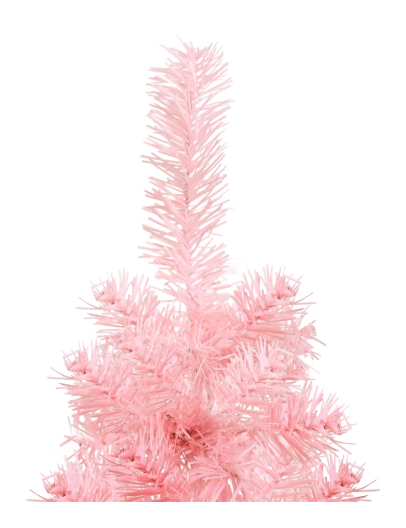 imagem de vidaXL Meia árvore de Natal fina com suporte 120 cm rosa6