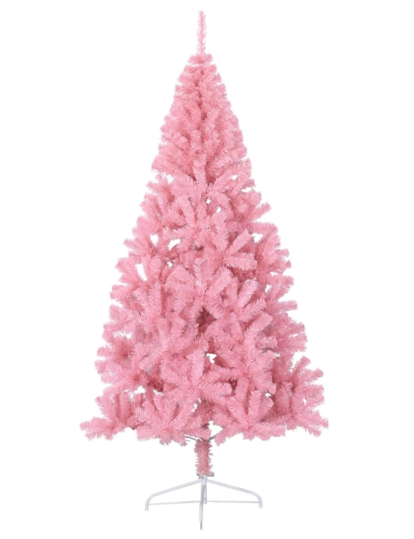 imagem de vidaXL Meia árvore de Natal artificial com suporte 180 cm PVC rosa4