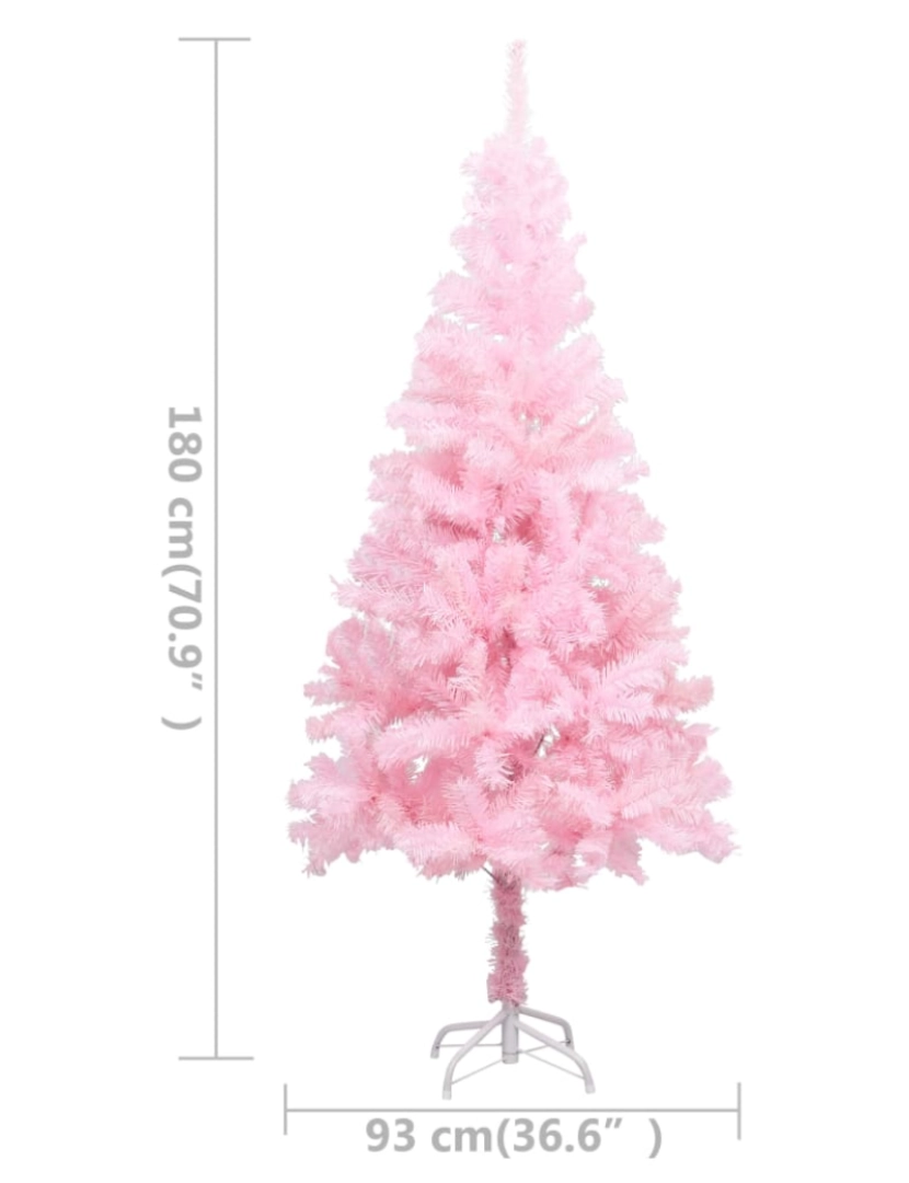 imagem de vidaXL Árvore Natal artificial pré-iluminada c/ bolas PVC rosa11