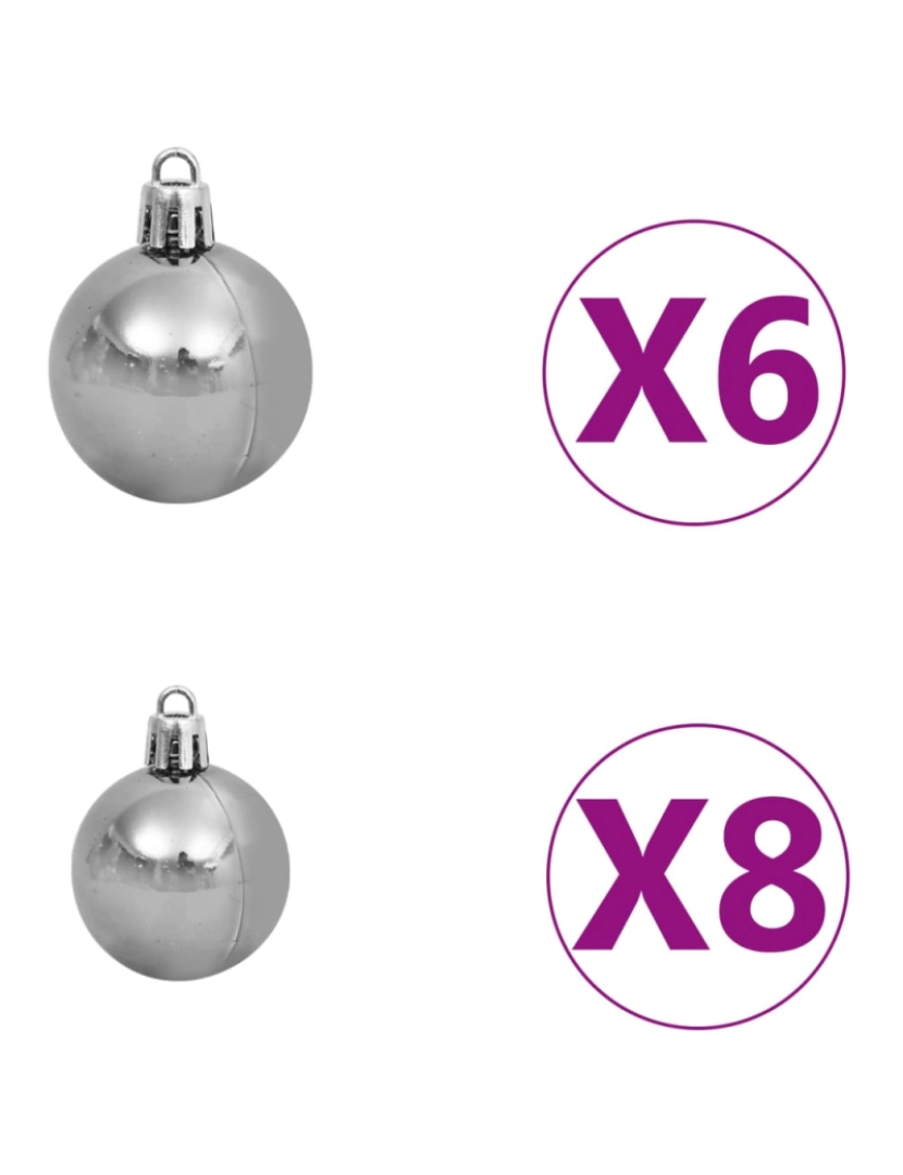 imagem de vidaXL Árvore Natal artificial pré-iluminada c/ bolas PVC rosa9