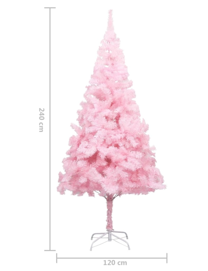 imagem de vidaXL Árvore Natal artificial pré-iluminada c/ bolas PVC rosa11