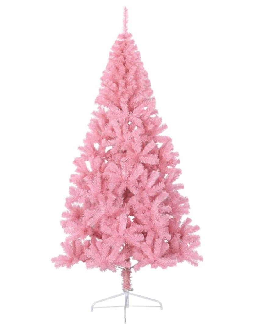 imagem de vidaXL Meia árvore de Natal artificial com suporte 240 cm PVC rosa4