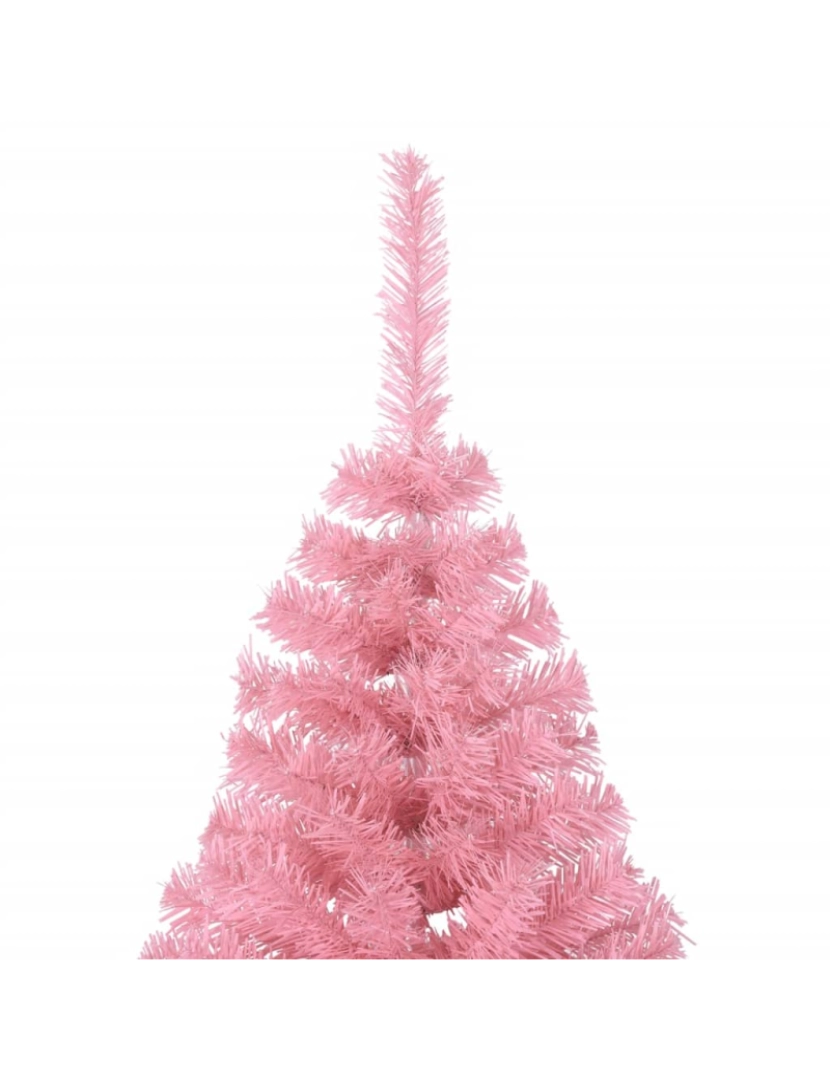 imagem de vidaXL Meia árvore de Natal artificial com suporte 240 cm PVC rosa6