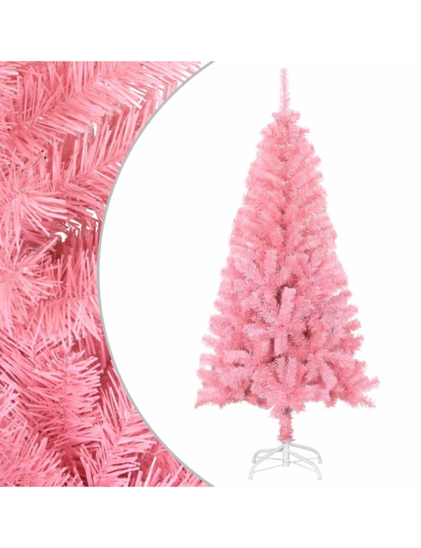 imagem de vidaXL Árvore de Natal artificial com suporte 120 cm PVC rosa2