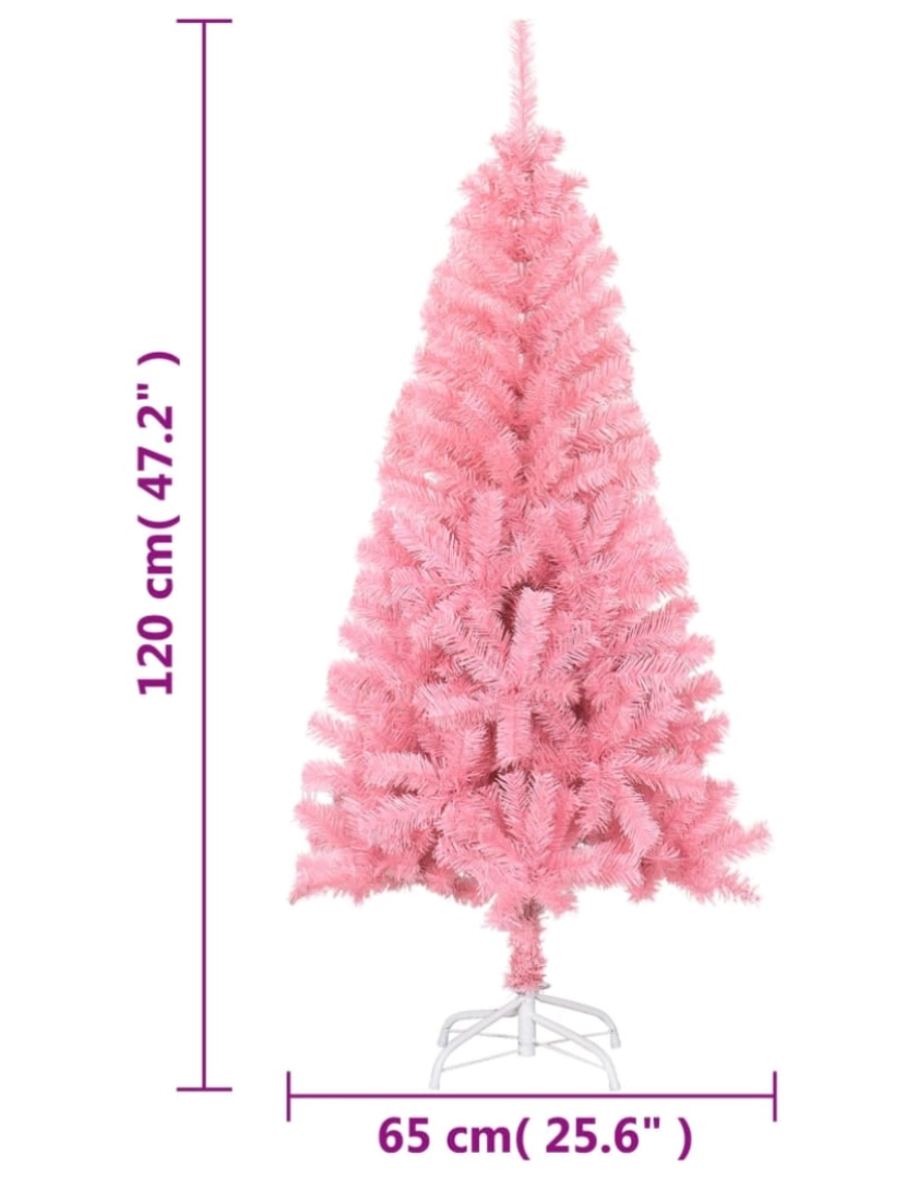 imagem de vidaXL Árvore de Natal artificial com suporte 120 cm PVC rosa7