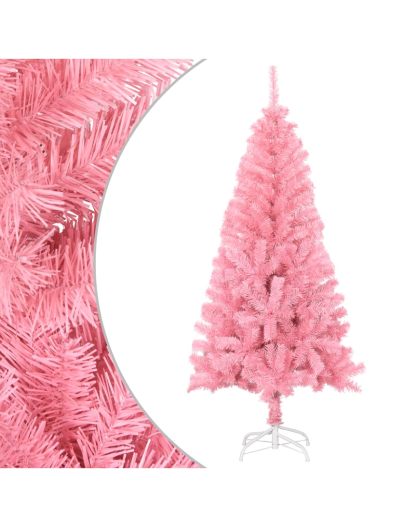 imagem de vidaXL Árvore de Natal artificial com suporte 150 cm PVC rosa2