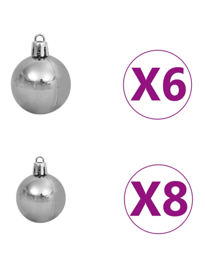 imagem de vidaXL Árvore Natal artificial pré-iluminada c/ bolas PVC rosa10