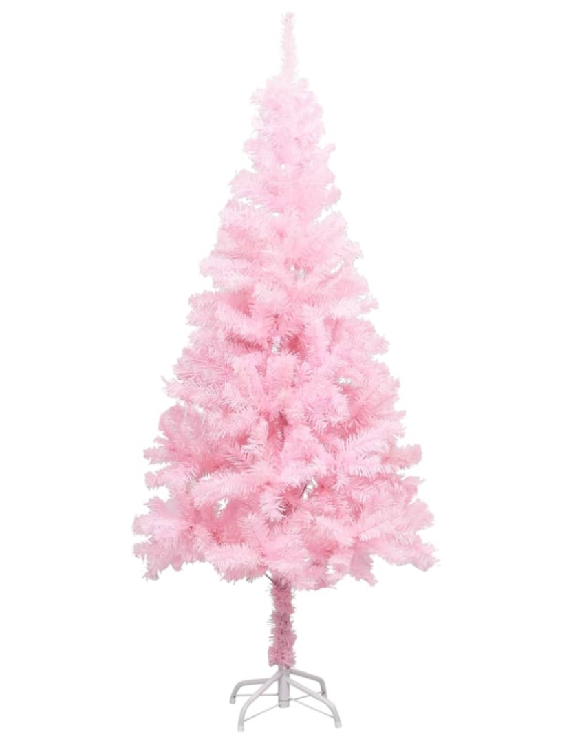 imagem de vidaXL Árvore Natal artificial pré-iluminada c/ bolas PVC rosa3