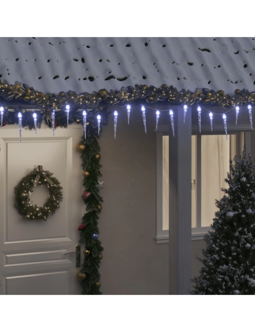 imagem de vidaXL Luz de Natal pingente de gelo 200 LEDs 20m acrílico branco frio2