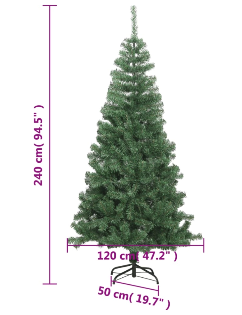 imagem de vidaXL Árvore de natal artificial L, 240 cm, verde7