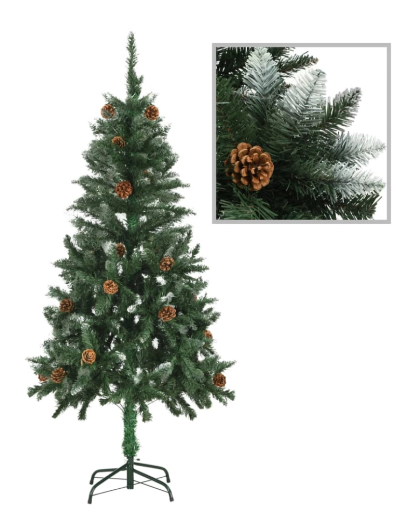 imagem de vidaXL Árvore de Natal artificial com pinhas e brilho branco 150 cm1