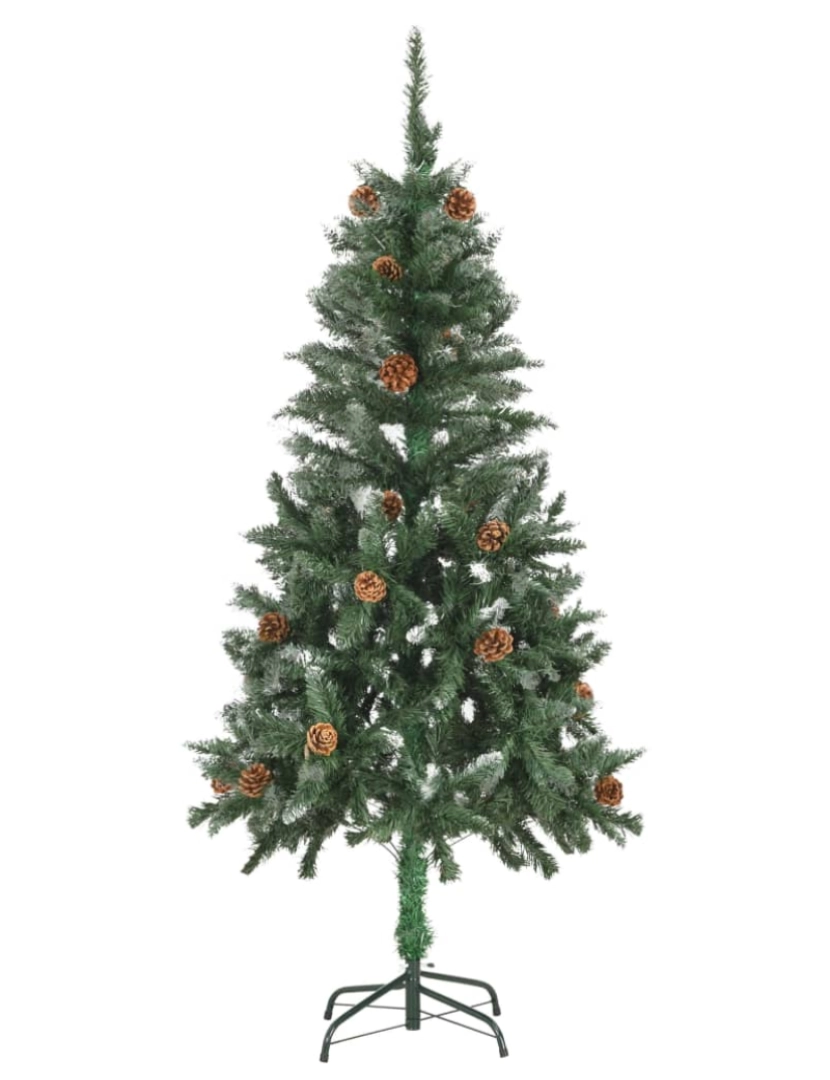 imagem de vidaXL Árvore de Natal artificial com pinhas e brilho branco 150 cm3