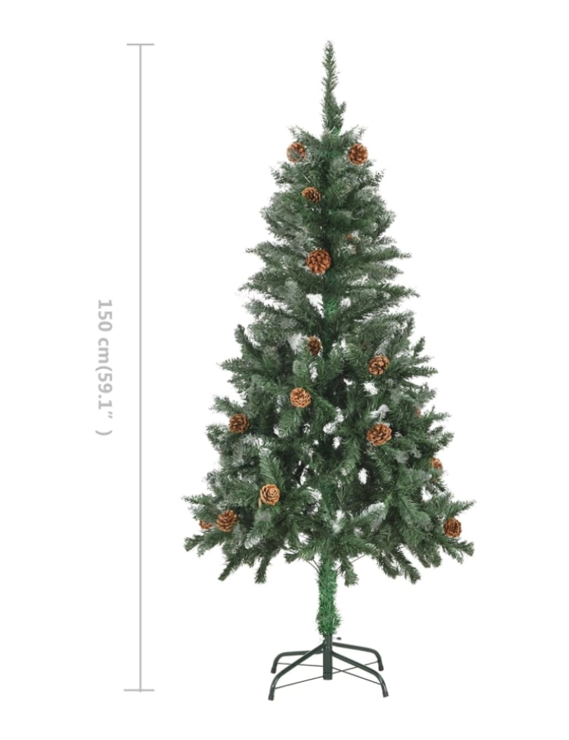 imagem de vidaXL Árvore de Natal artificial com pinhas e brilho branco 150 cm8