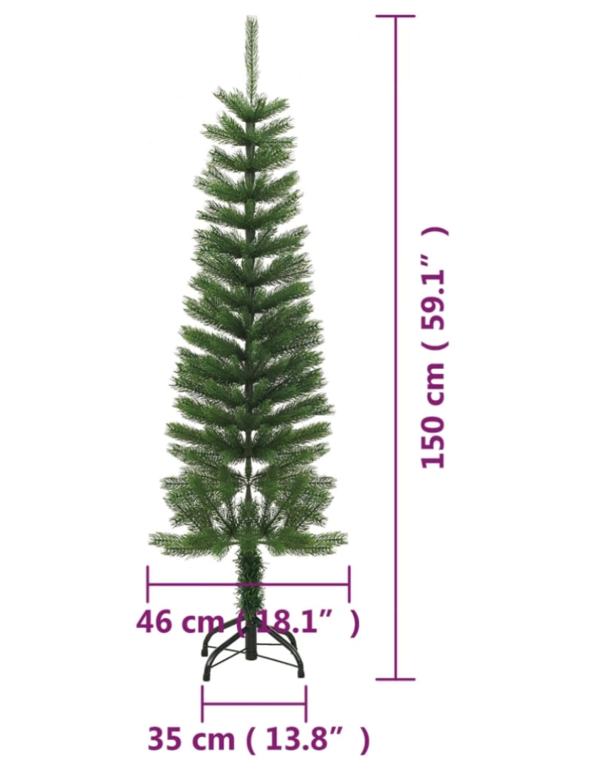 imagem de vidaXL Árvore de Natal artificial fina com suporte PE 150 cm9