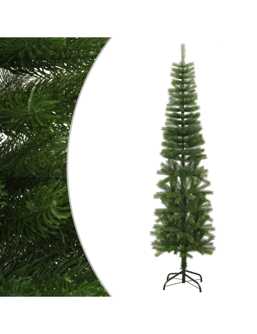 Vidaxl - vidaXL Árvore de Natal artificial fina com suporte PE 210 cm