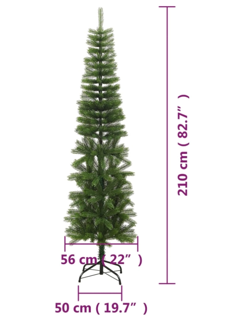 imagem de vidaXL Árvore de Natal artificial fina com suporte PE 210 cm8