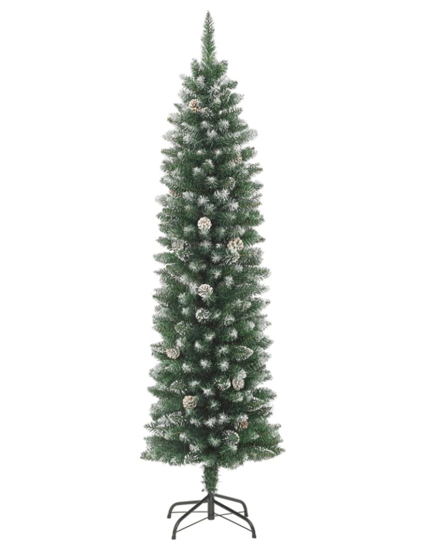 imagem de vidaXL Árvore de Natal artificial fina com suporte PVC 150 cm3