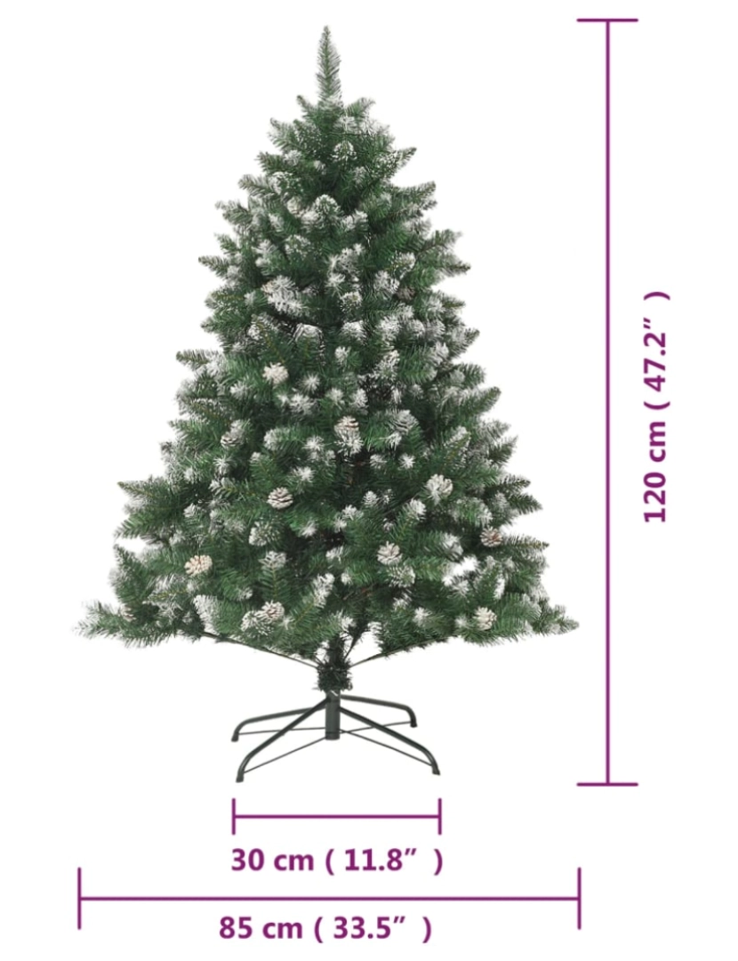 imagem de vidaXL Árvore de Natal artificial com suporte 120 cm PVC10