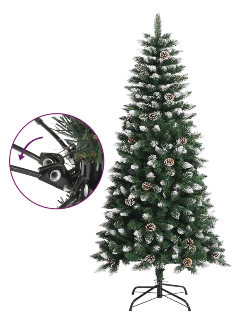 imagem de vidaXL Árvore de Natal artificial com suporte 120 cm PVC verde4