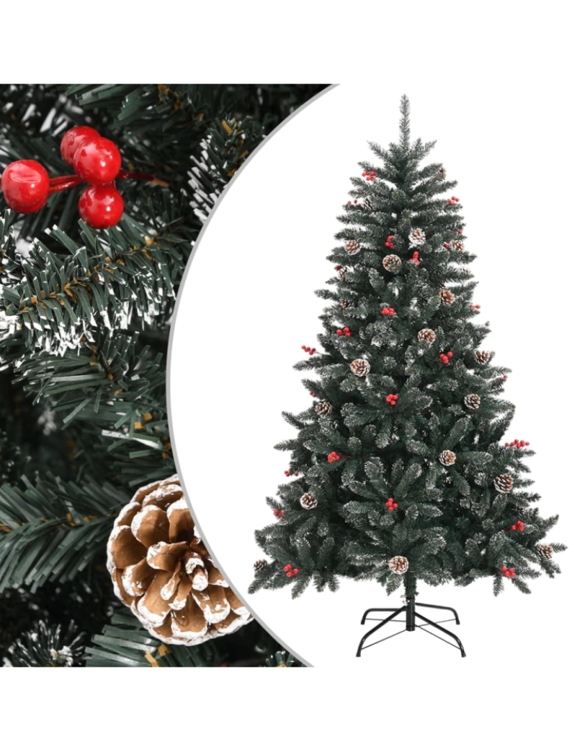 imagem de vidaXL Árvore de Natal artificial com suporte 120 cm PVC verde2