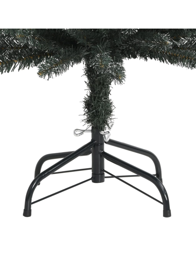 imagem de vidaXL Árvore de Natal artificial fina com suporte 210 cm PVC verde5