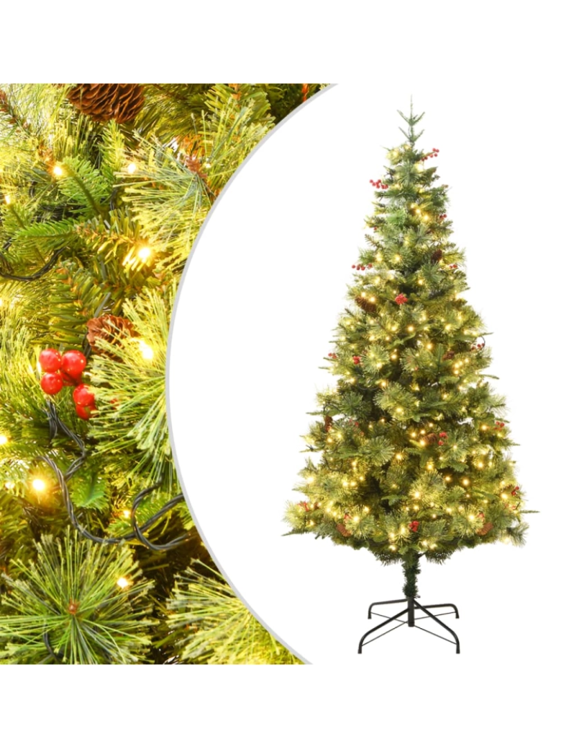 Vidaxl - vidaXL Árvore de Natal com pinhas pré-iluminada 225 cm PVC e PE verde