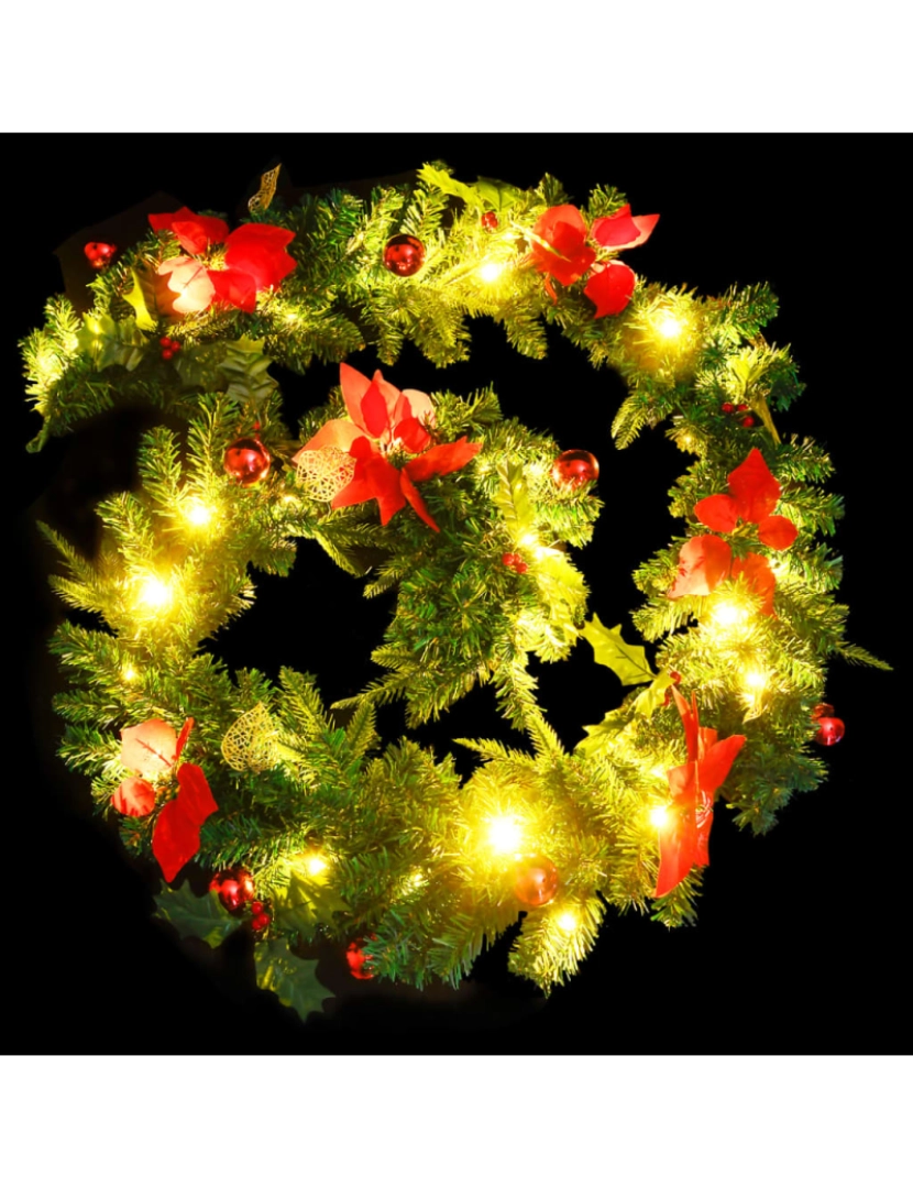 imagem de vidaXL Grinalda de Natal com luzes LED 2,7 m PVC verde8