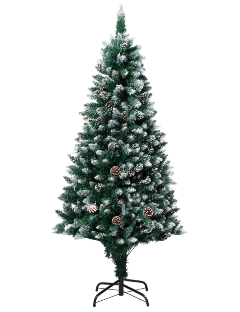 imagem de vidaXL Árvore Natal artificial pré-iluminada c/ bolas e pinhas 210 cm3