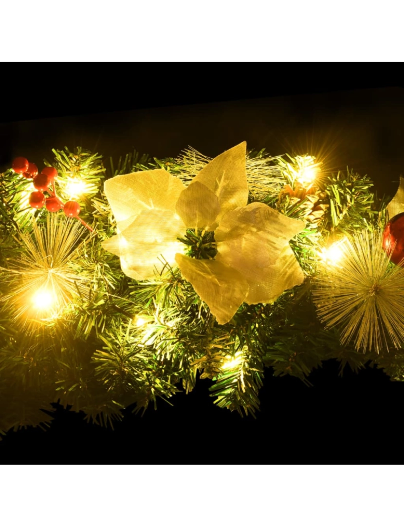 imagem de vidaXL Grinalda de Natal com luzes LED 90 cm PVC verde7