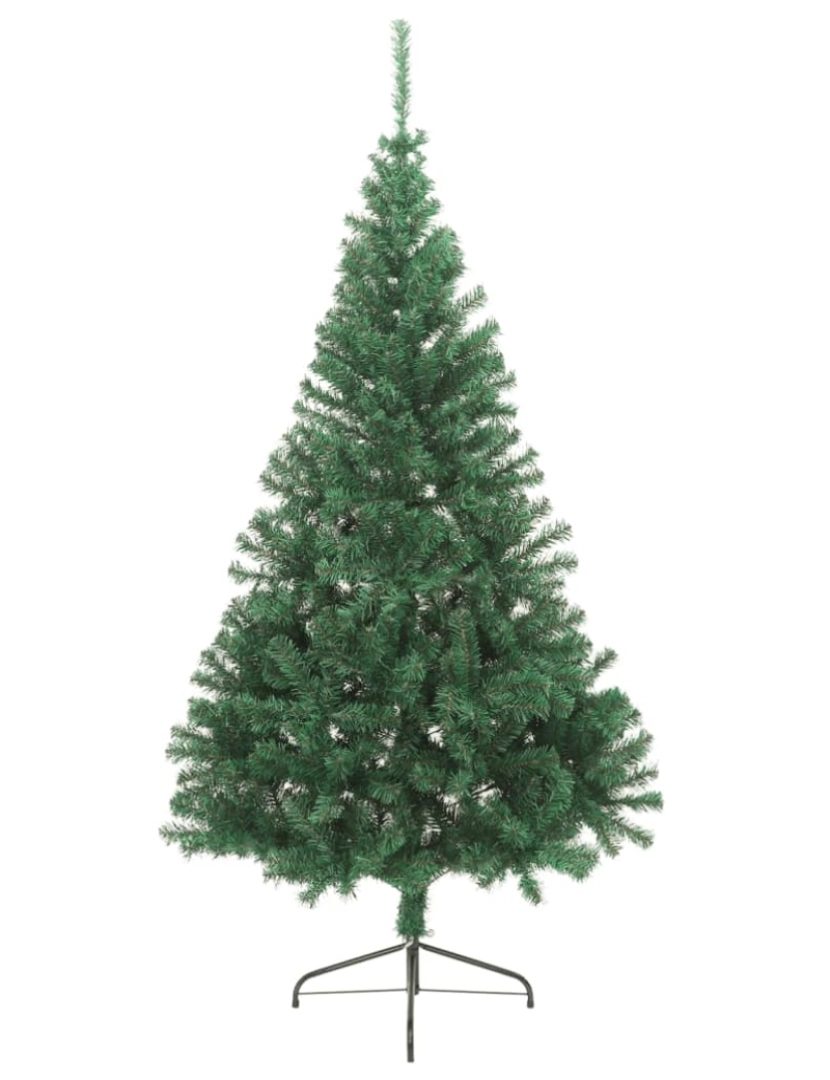 imagem de vidaXL Meia árvore de Natal artificial com suporte 210 cm PVC verde3