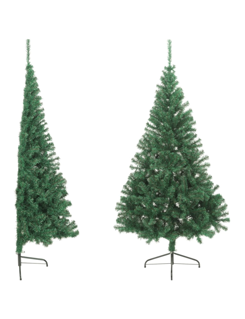 imagem de vidaXL Meia árvore de Natal artificial com suporte 210 cm PVC verde4