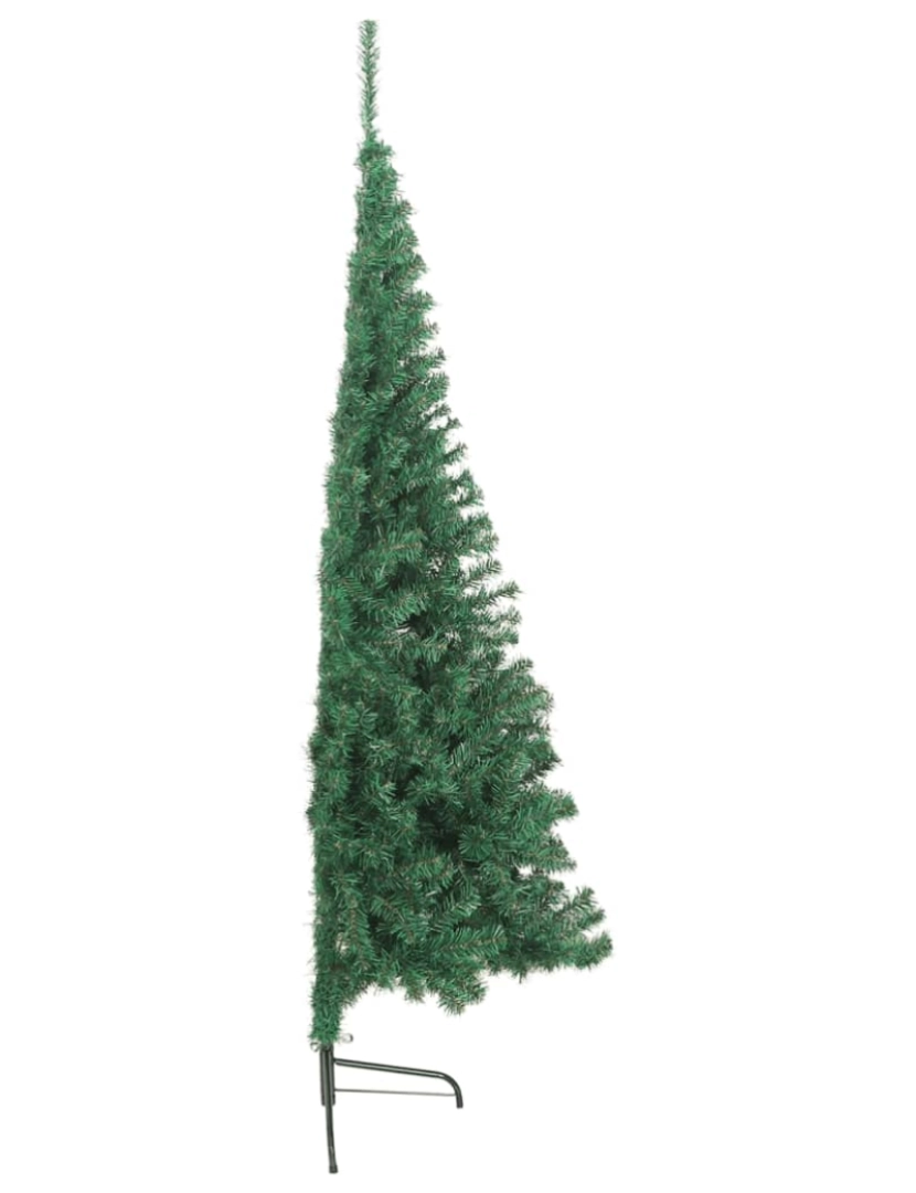 imagem de vidaXL Meia árvore de Natal artificial com suporte 210 cm PVC verde5