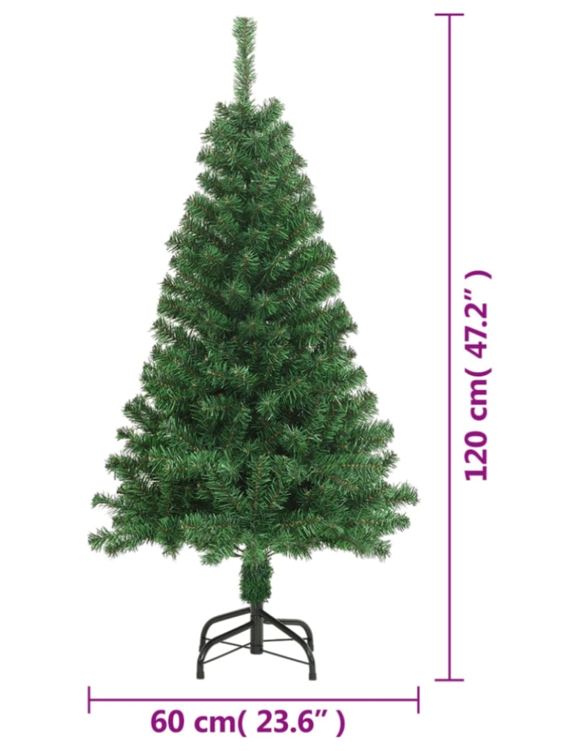 imagem de vidaXL Árvore de Natal artificial com ramos grossos 120 cm PVC verde7