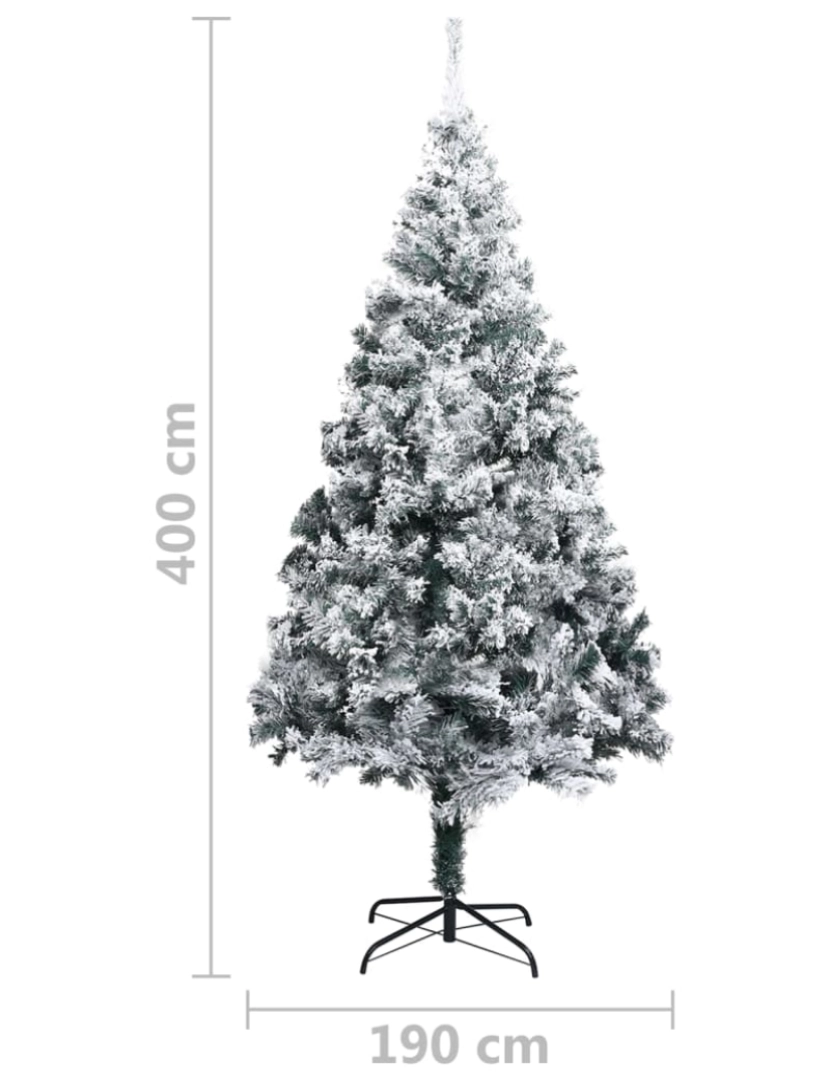 imagem de vidaXL Árvore de Natal artificial com flocos de neve 400 cm PVC verde9