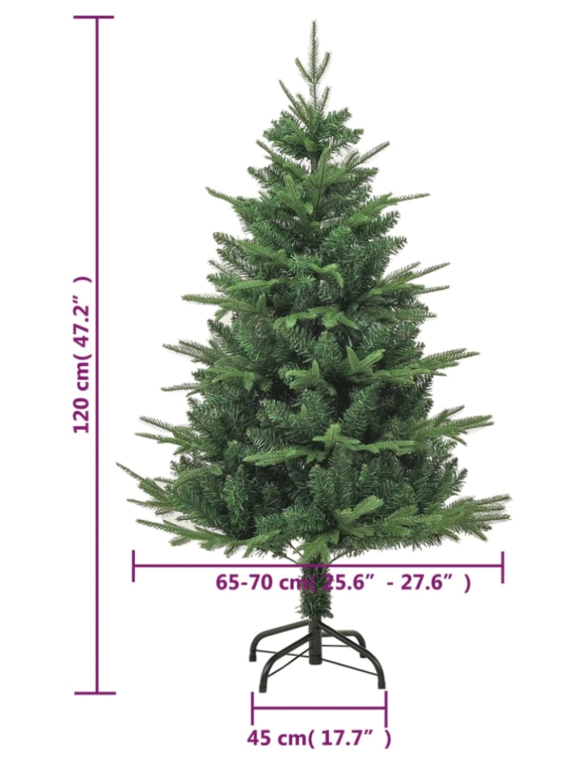 imagem de vidaXL Árvore de Natal artificial 120 cm PVC & PE verde8