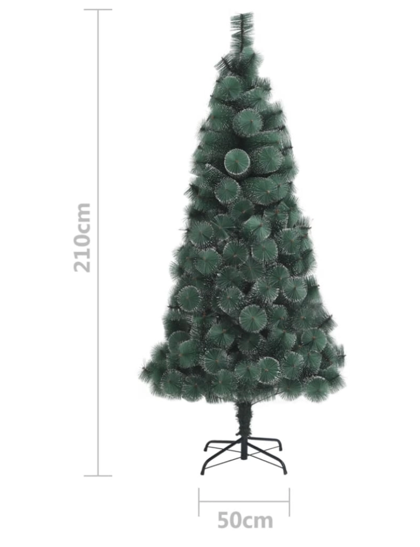 imagem de vidaXL Árvore de Natal artificial com suporte 210 cm PET verde8