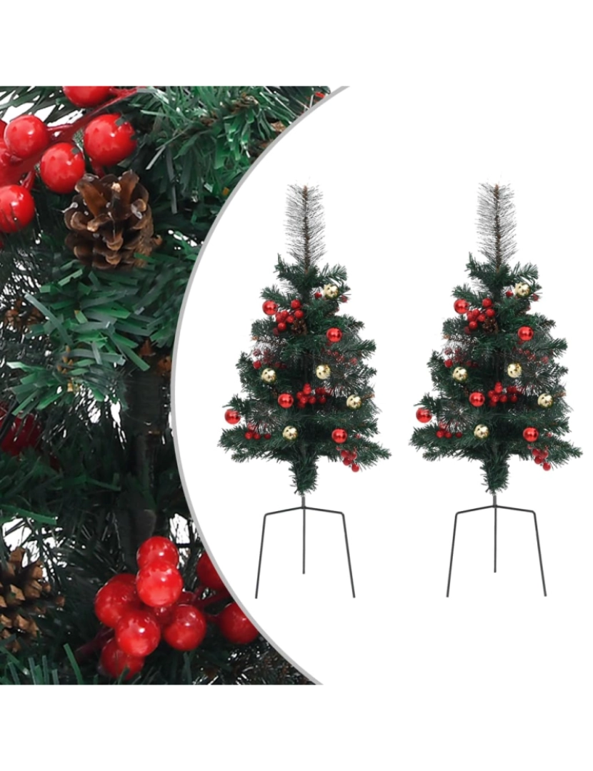 imagem de vidaXL Árvores de Natal artificiais de exterior 2 pcs 76 cm PVC1