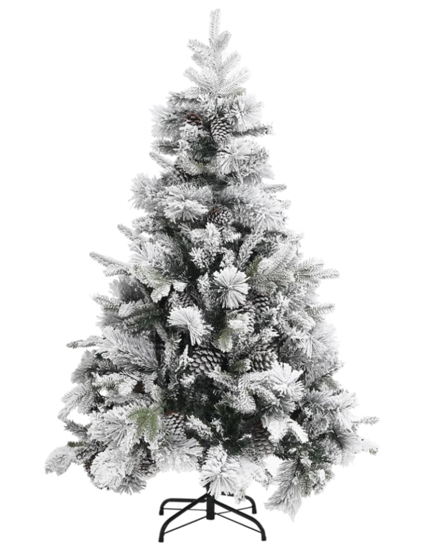 imagem de vidaXL Árvore de Natal c/ flocos de neve e pinhas 150 cm PVC e PE3