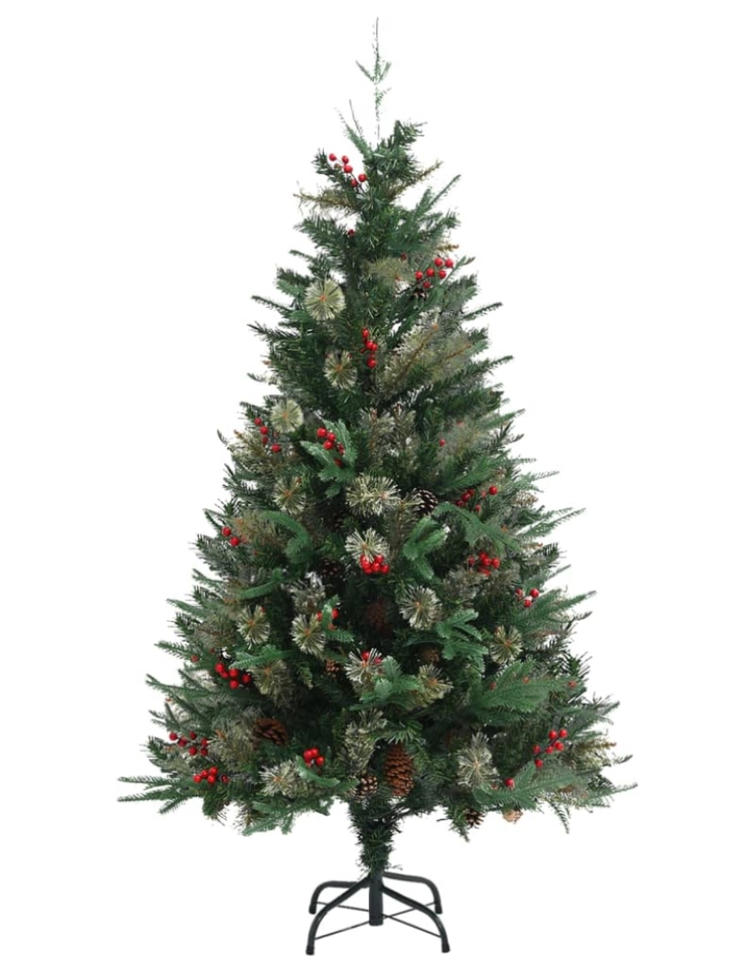 imagem de vidaXL Árvore de Natal com pinhas 150 cm PCV e PE verde3