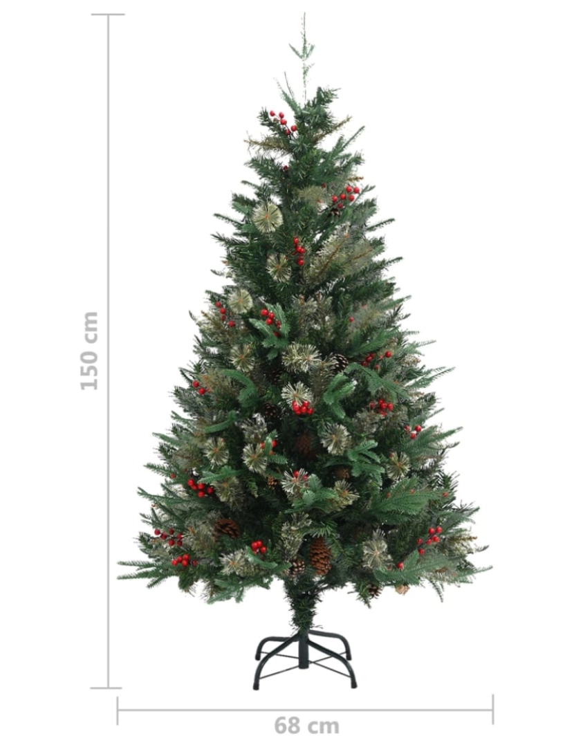 imagem de vidaXL Árvore de Natal com pinhas 150 cm PCV e PE verde7